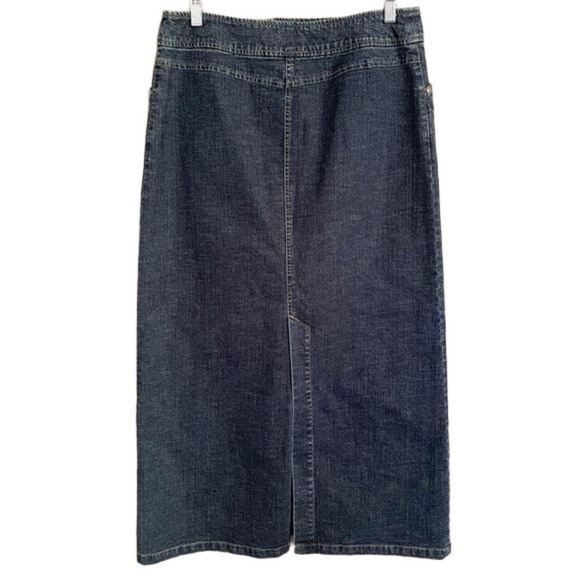Vintage Maxi Denim Jean Skirt - 10/32-33" Waist, LONG BACK SLIT! - Picture 7 of 11